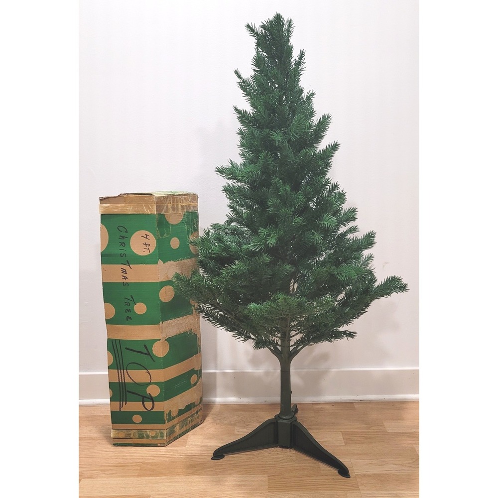 Vtg Colorado Spruce 4ft Artificial Christmas Tree Realistic Green Plastic w/Box